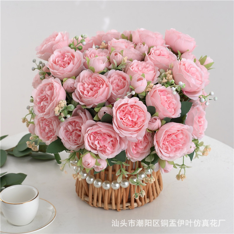 9色 仿真花春色牡丹 芍药玫瑰花家居摆件婚庆手捧花路引桌面装饰详情13