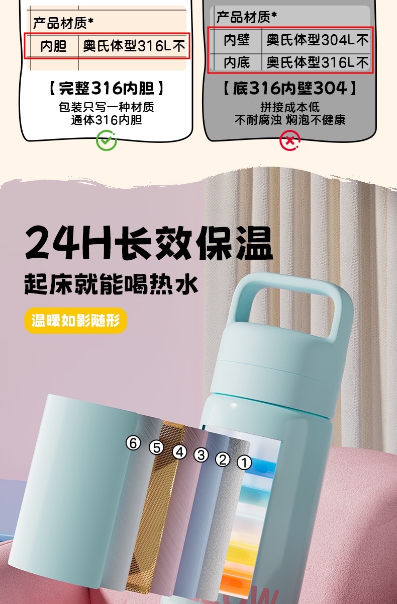 尚泰保温杯男女学生流行2025高颜值新款316L便携保温滤茶杯500ML详情5