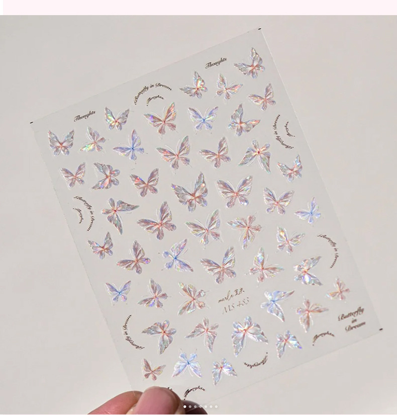 Shell polarized butterfly nail stickers, a popular embossed sticker with adhesive backing, a best-selling three-dimensional butterfly wearable nail sticker pic 5