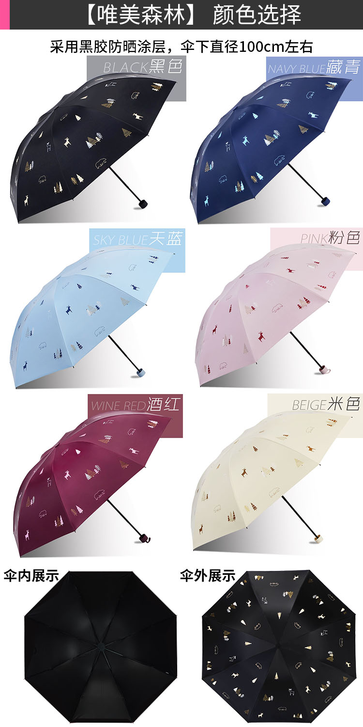 8KSG伞防晒防紫外线遮阳伞晴雨两用三折叠雨伞男女学生钢骨太详情14