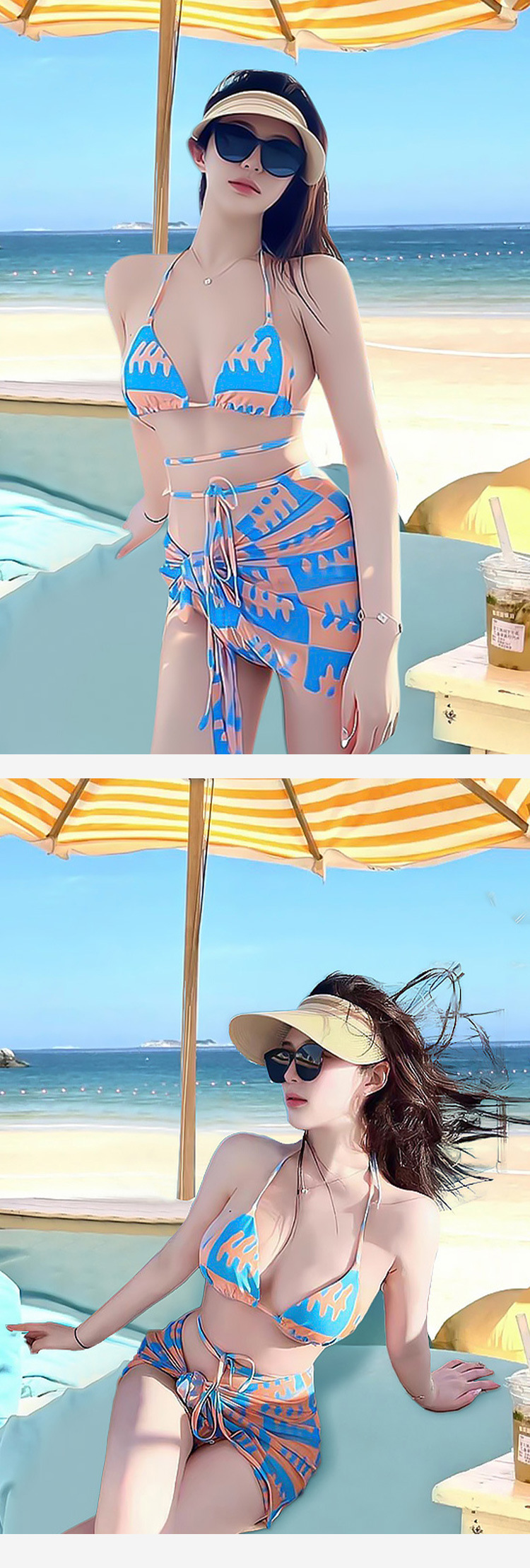沙滩度假人鱼比基尼性感辣妹分体泳衣女海边度假拍照泳装三件套-12012详情47