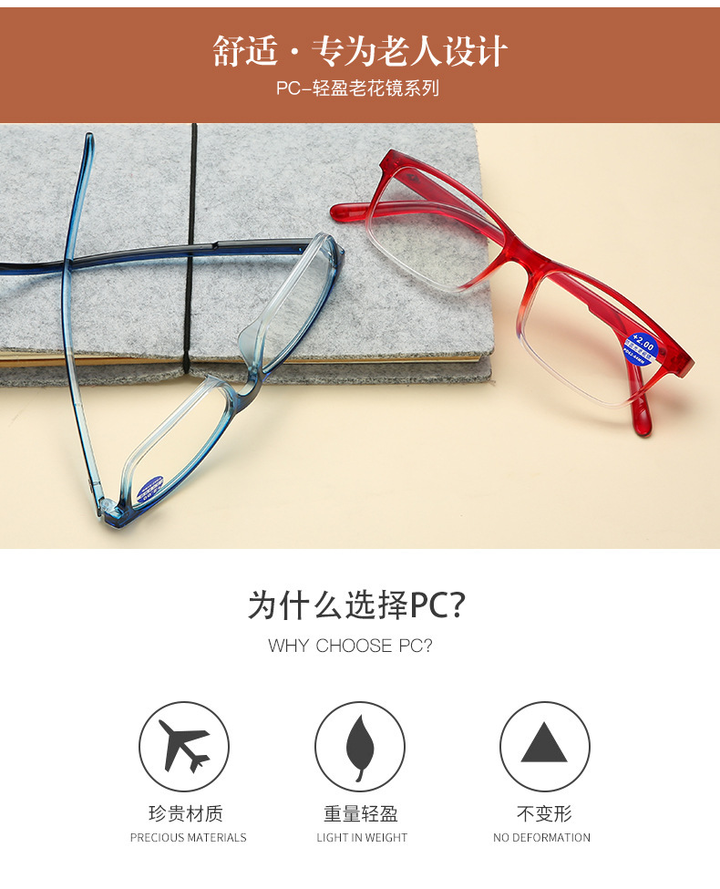 Anti-blue light fashionable reading glasses for men and women, high-definition resin reading glasses for the elderly, anti-fatigue reading glasses 822 pic 3