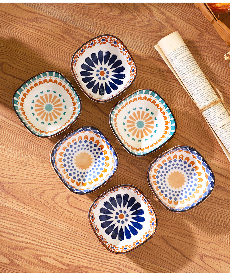 波西米亚陶瓷味碟复古日式家用酱油小吃碟子积分兑换礼品餐具套装详情3
