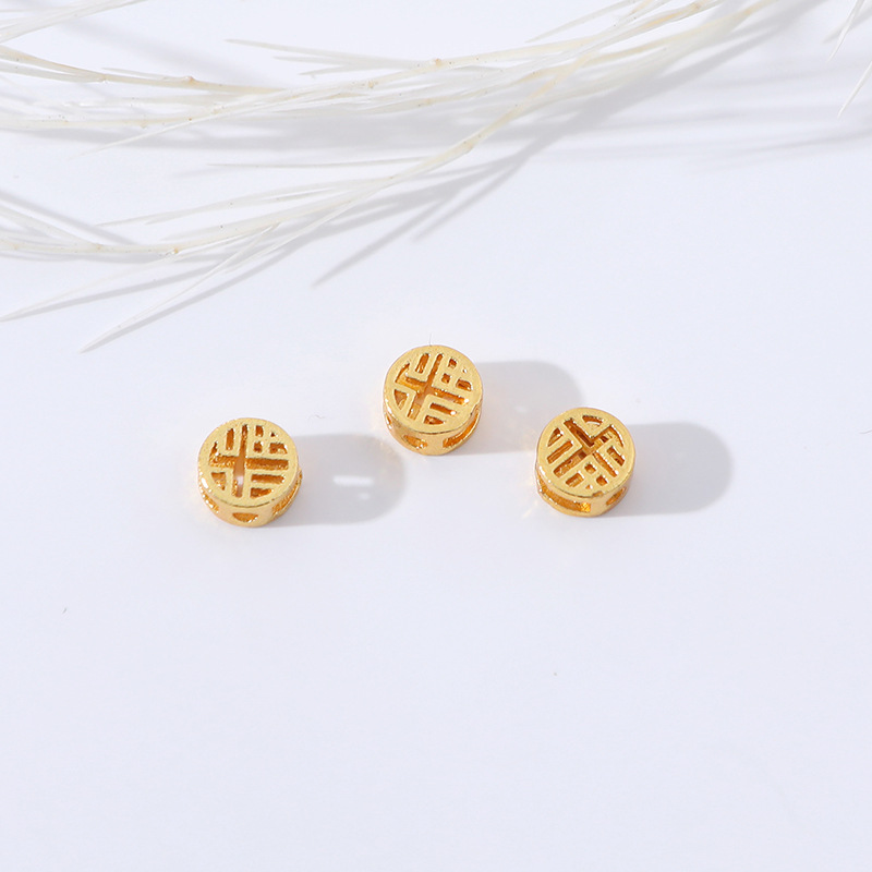 Sand gold hollowed-out copper coins, loose beads, interlocking beads, diy beaded bracelets, necklaces, jewelry materials and accessories manufacturer wholesale pic 8