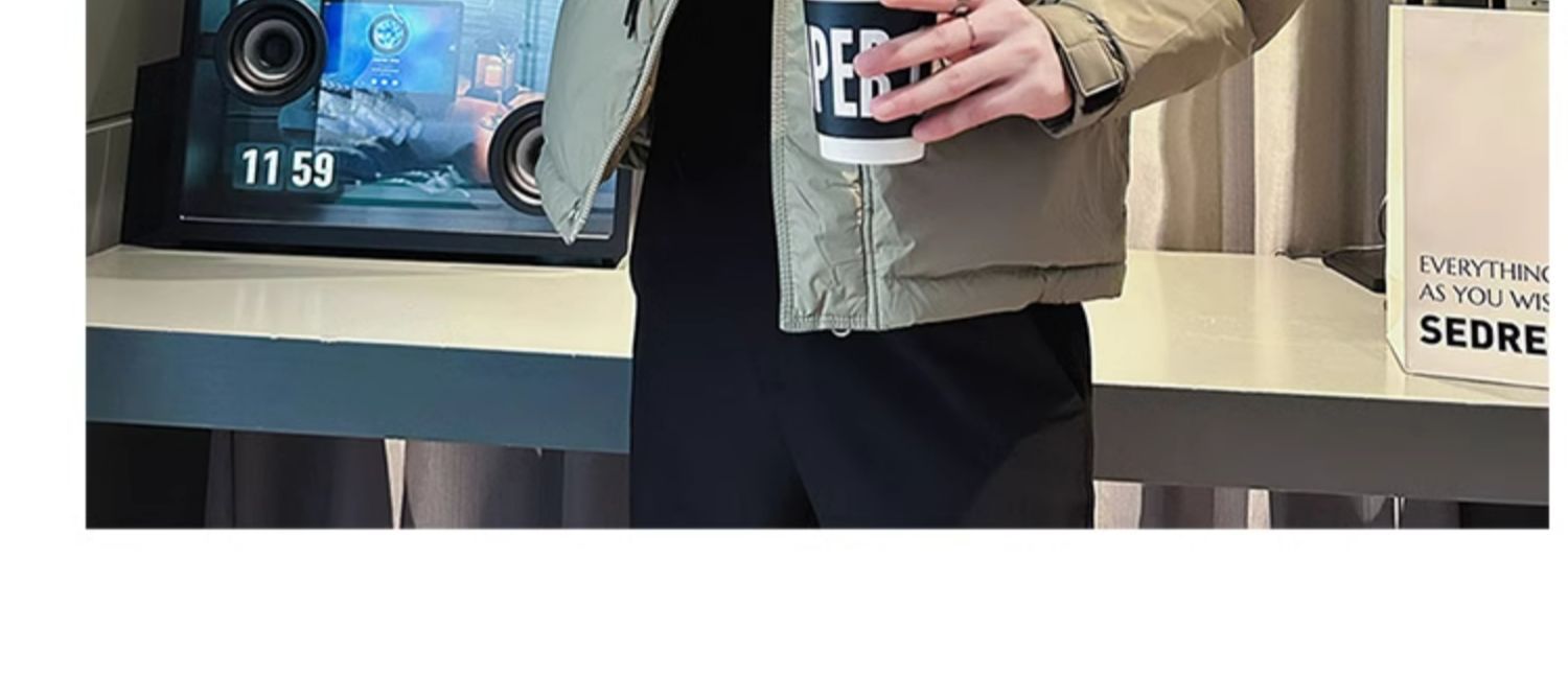 冬季潮牌羽绒服男休闲痞帅立领加厚短款上衣2024新款男士棉服外套详情9