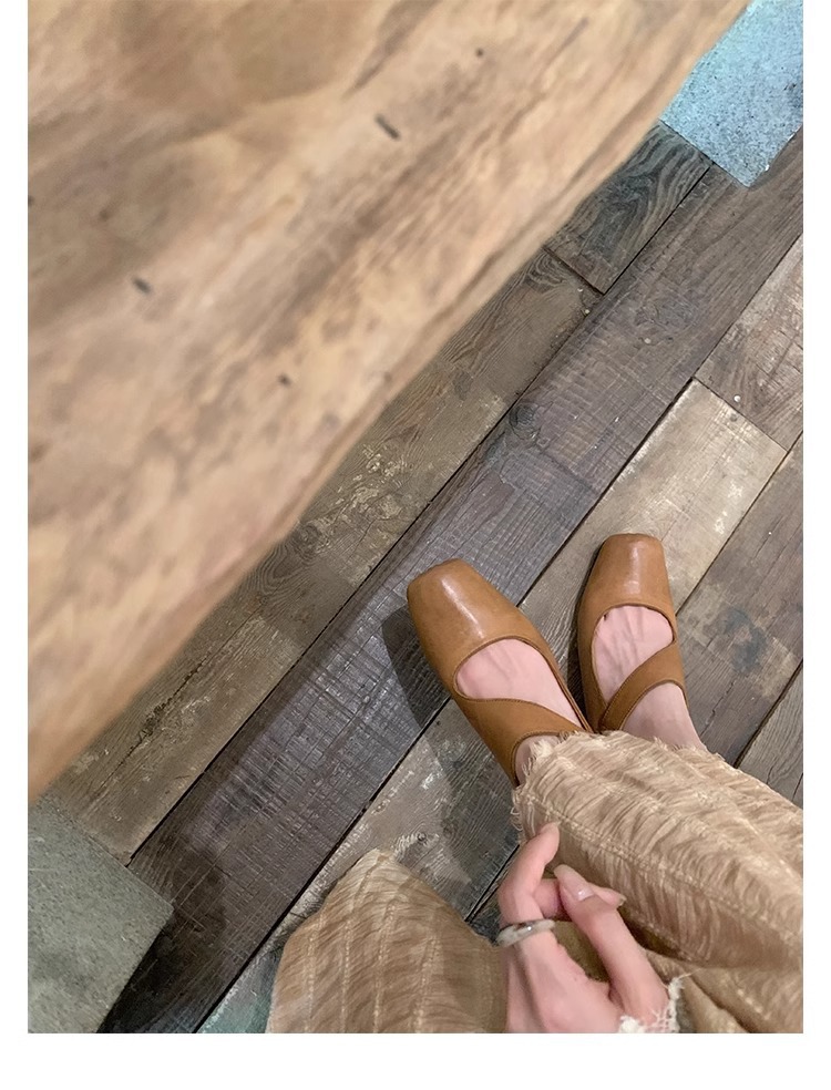 葡萄妈studiolee 高阶质感马皮方头粗跟软面小皮鞋高跟单鞋女秋款详情70