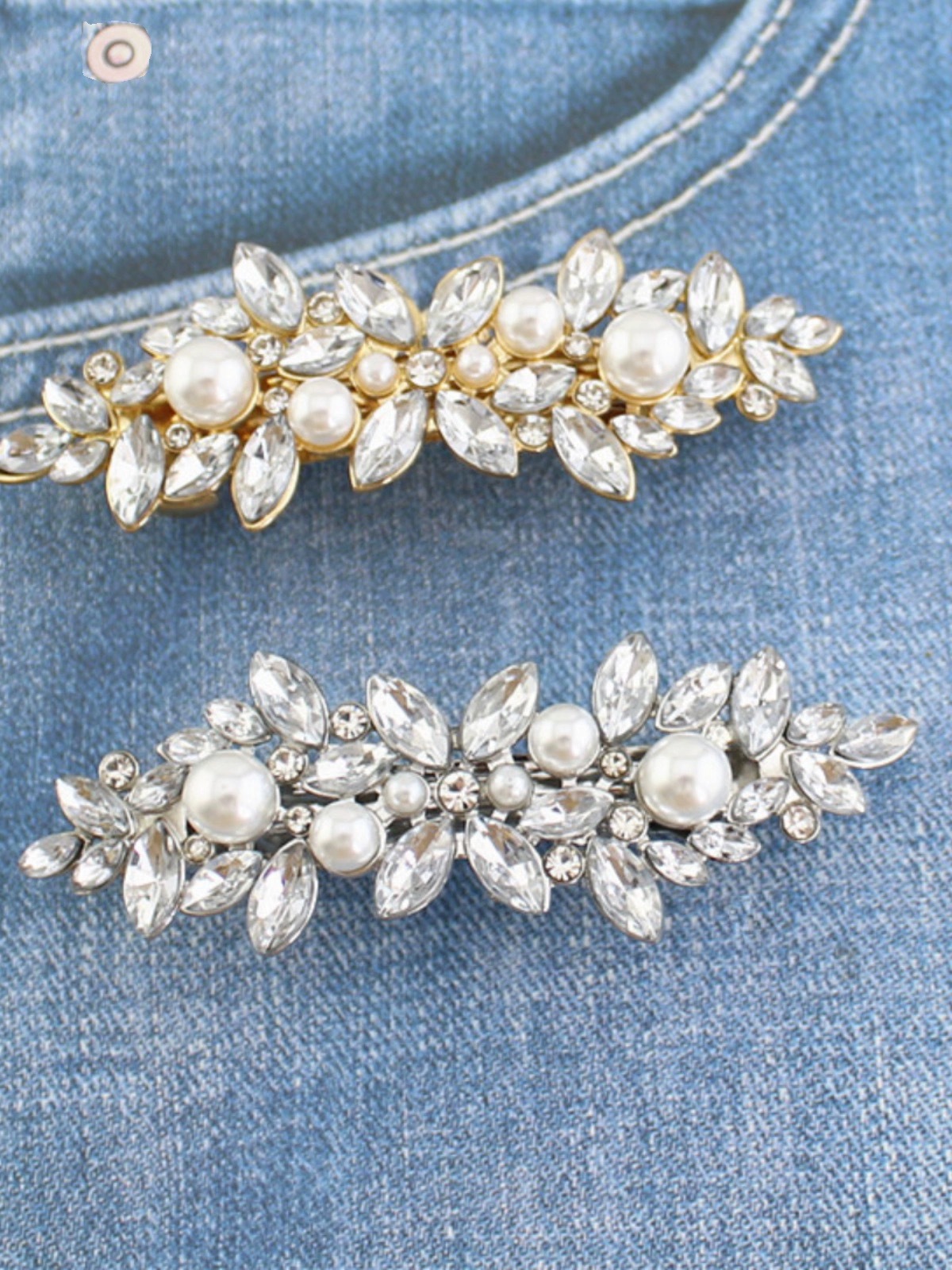 European and American cross-border exclusive supply of horse eye glass water diamond spring clips, back head hair accessories, headwear, pearl hair clips, factory wholesale pic 6