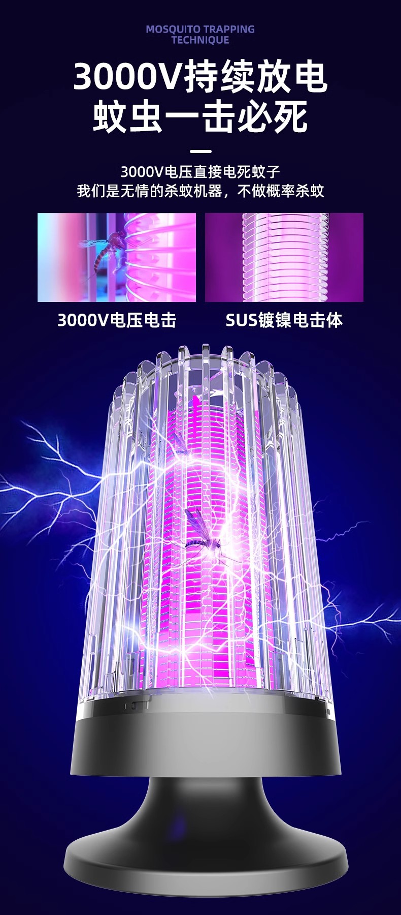 Cross-border mosquito repellent lamp, bedroom household, indoor silent fly lamp, mosquito killer, dormitory light mosquito repellent, mosquito repellent wonder pic 4