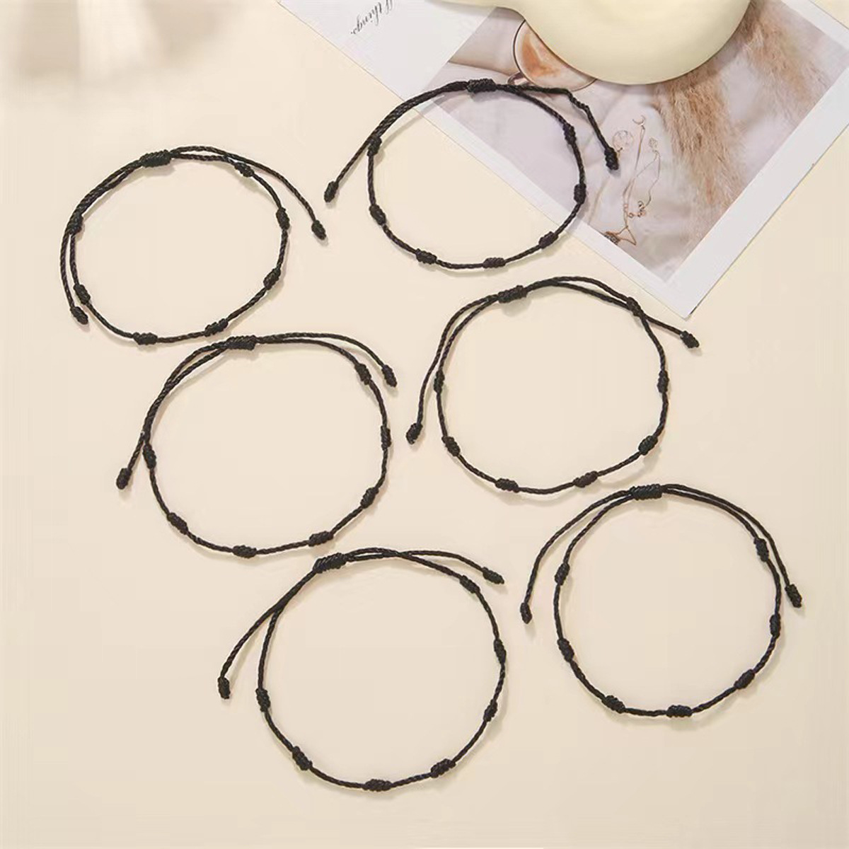 Cross-border best-selling fashionable 7-knot lucky bracelet, simple and individual, hand-woven adjustable couple friendship bracelet cover pic 12