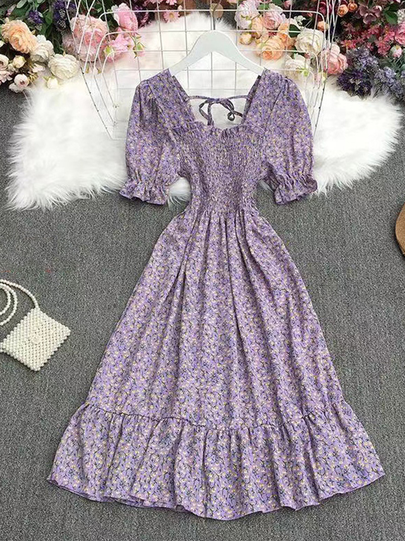 东南亚跨境电商2025夏季甜美法式复古高腰显瘦女式连衣裙厂家直销详情17