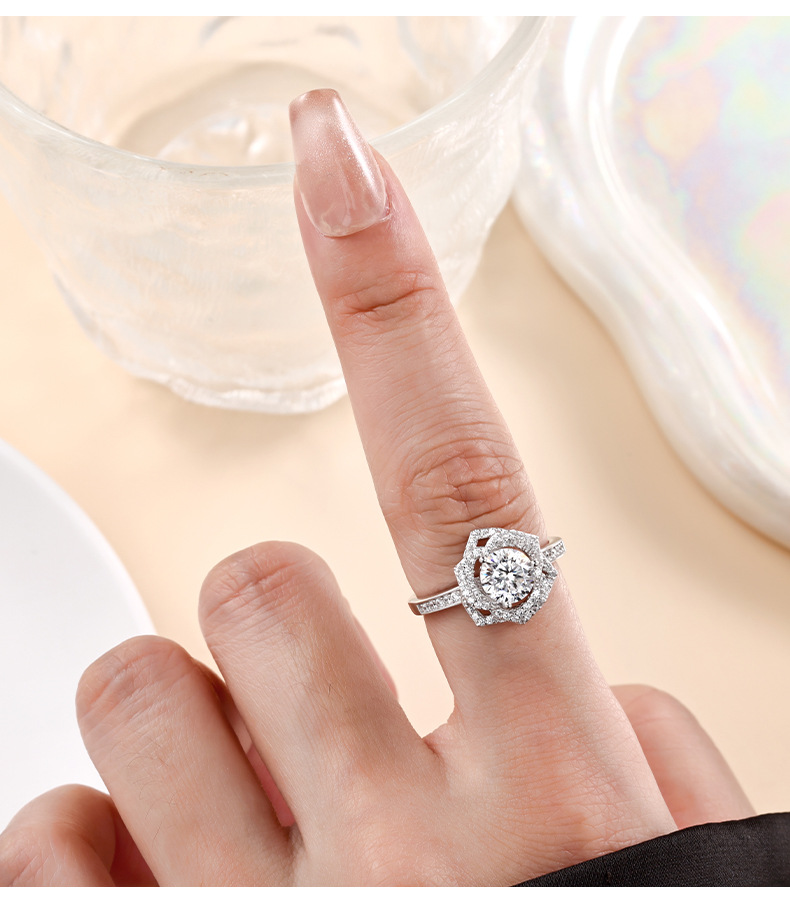 Zhuoheng Select s925 all-silver Moissanite diamond, an imported Moissanite open-mouth ring from the United States, a popular diamond ring live-streamed on Douyin and Kuaishou pic 4
