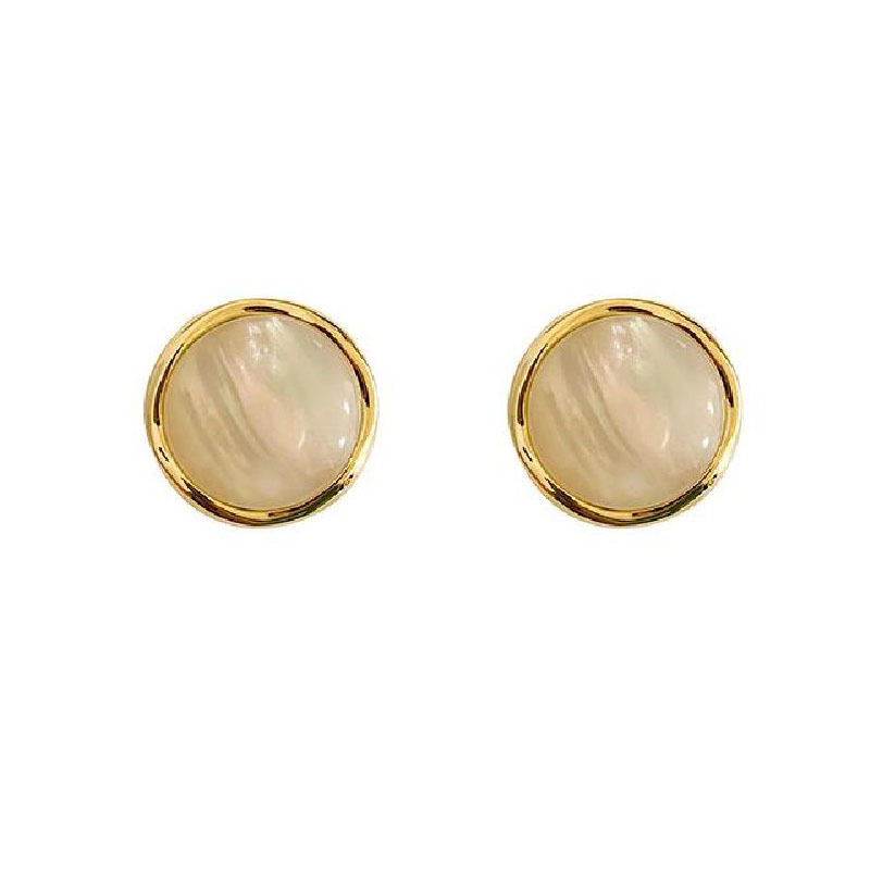 S925 Silver needle stud earrings for women, retro Hong Kong-style round glass earrings, simple earrings, high-end, gentle and elegant earrings pic 58