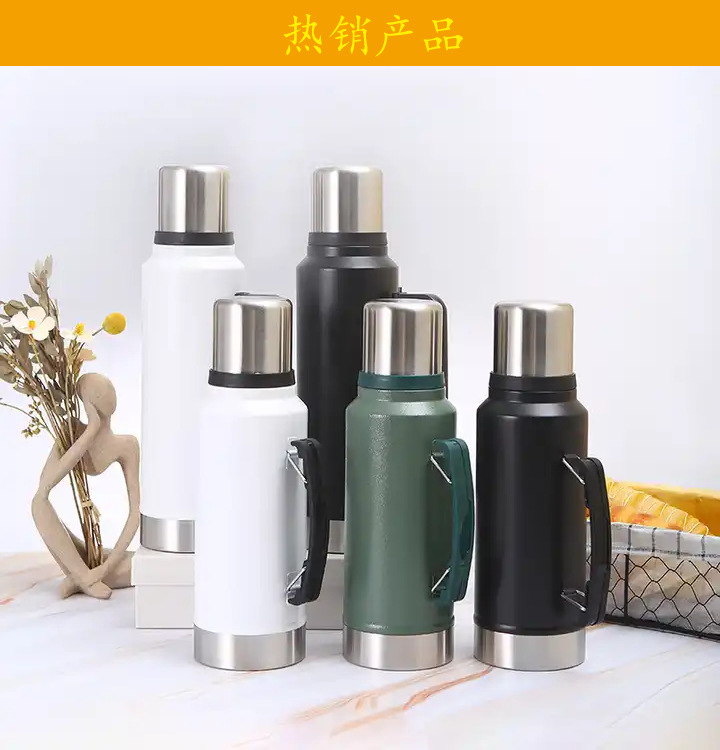 新款不锈钢双层真空保温杯太空壶带提手吸管户外便携大容量保温杯详情6