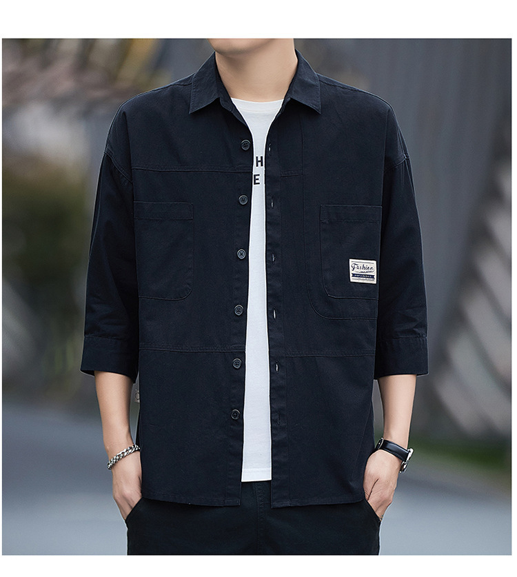 Casual short-sleeved shirt for men, Korean-style trendy 70% shirt, summer cool and stylish workwear top, Japanese-style coat pic 14