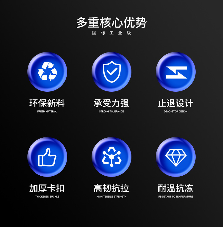 厂家批发尼龙扎带扎线带大量生产黑色自锁式塑料捆扎强力束线带详情7