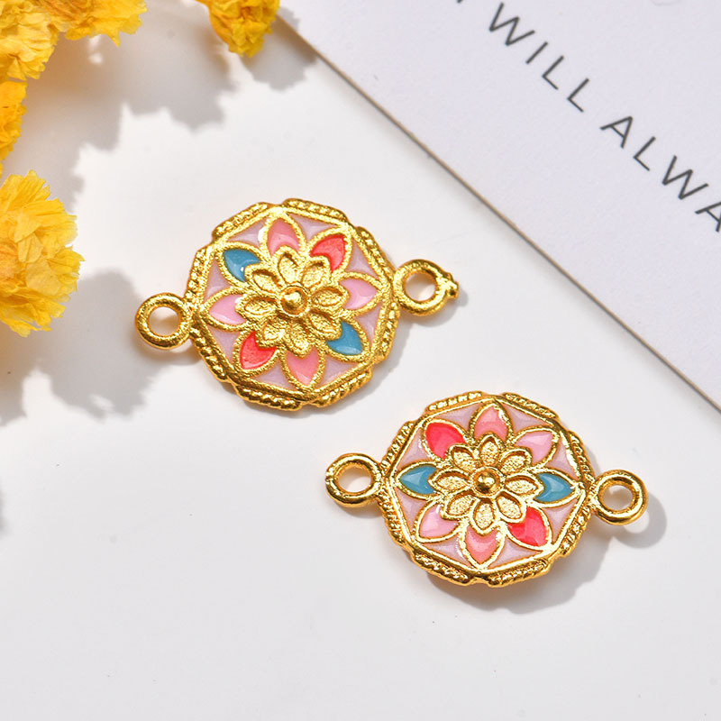 Wholesale of gold-threaded color-preserving copper gold-plated fashionable style DIY electroplated flame-fired blue enamel color inlaid bracelet accessories pic 7