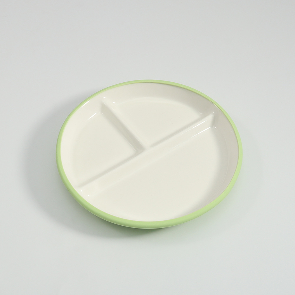 跨境硅胶包陶瓷分格盘分隔盘儿童辅食餐具三格餐盘食堂分餐盘饭盘详情3