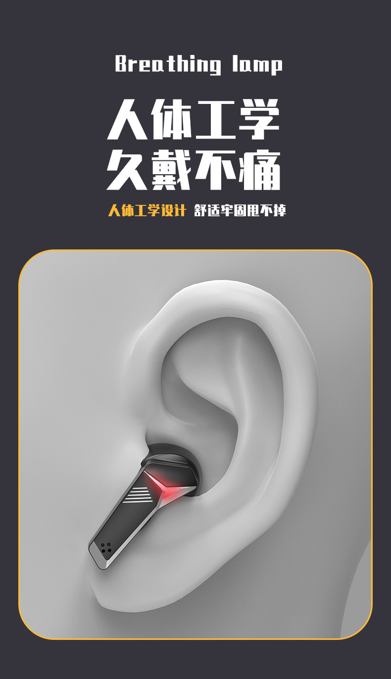 The T33 N35 wireless gaming Bluetooth headphones feature a dual-ear neon design, dual-mode touch control, and an ultra-long battery life for gaming pic 15