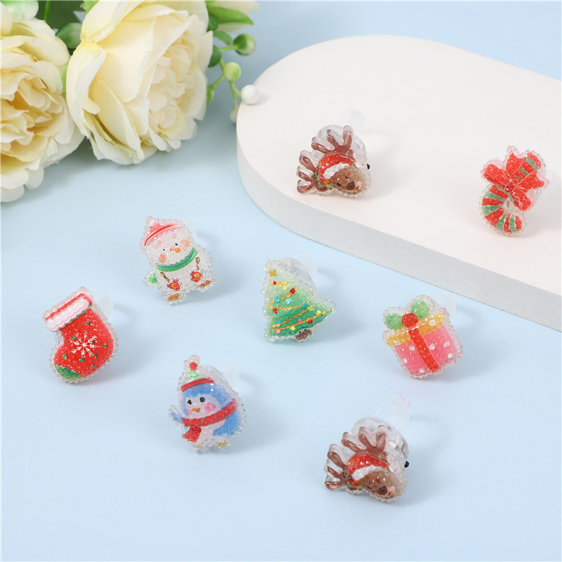 2024新款圣诞节发光水晶戒指儿童节日派对手指灯装饰品玩具套装详情3