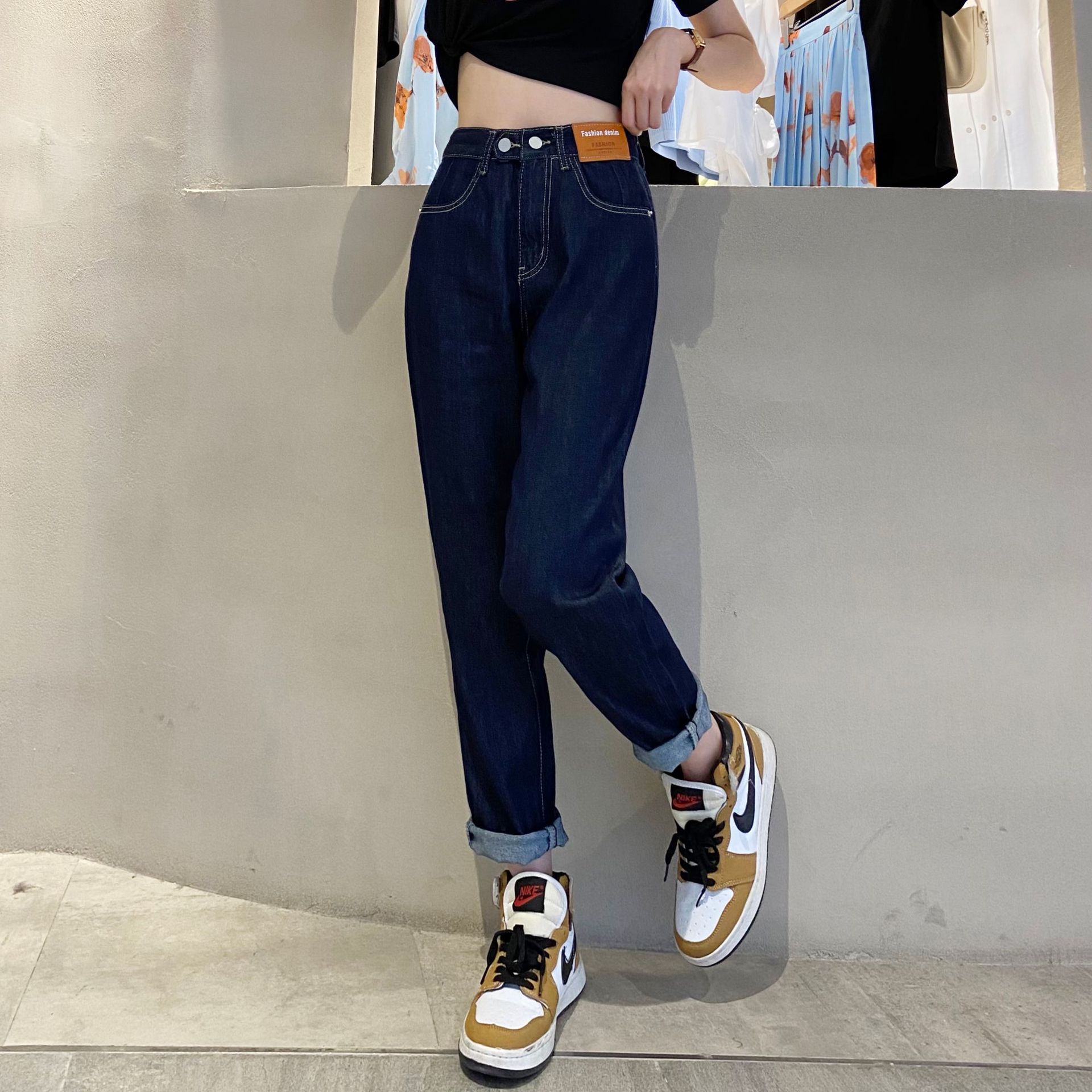 2024新款夏季小个子哈伦九分牛仔裤女港味高腰宽松直筒萝卜老爹裤详情10