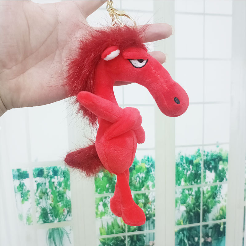 爆款2026马年吉祥物高冷黑马钥匙扣挂件玩偶毛绒玩具情侣包包挂饰详情3