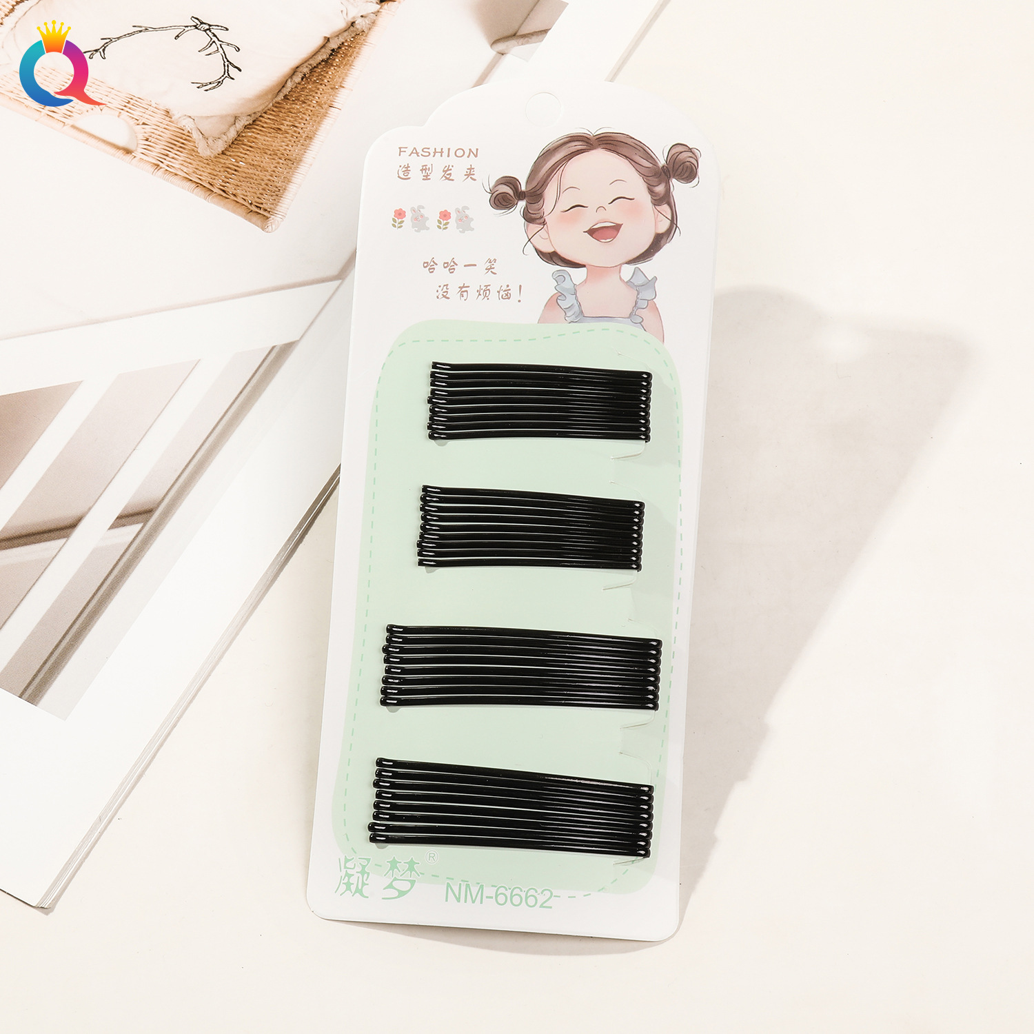 Wholesale of Qiyue Classic black straight clips, durable lacquered hair clips, braided hair clips, broken hair bangs clips and side clips pic 90