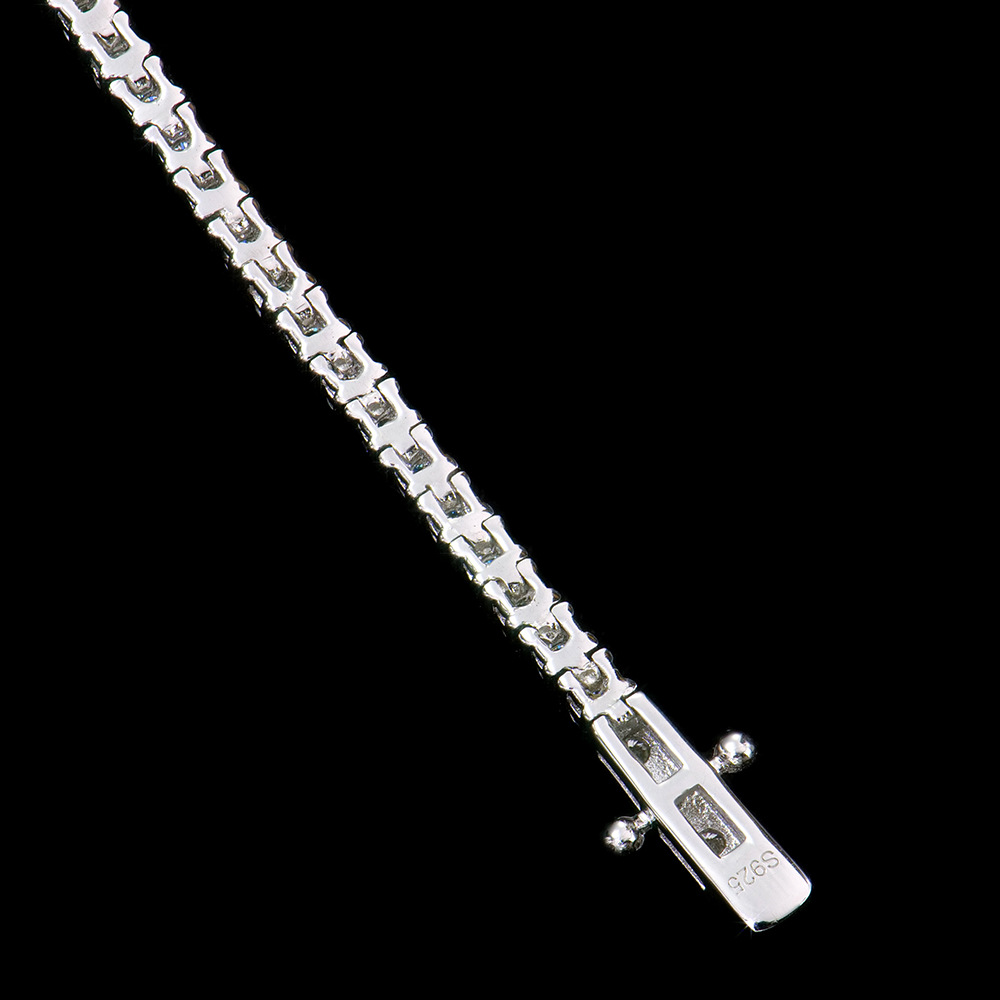 欧美风男士纯银手链2MM水钻镶嵌莫桑石时尚饰品送男友潮流款详情9