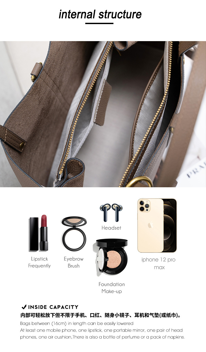 真皮手提包女头层牛皮托特包大容量水桶包真皮女士包包单肩斜挎包详情40