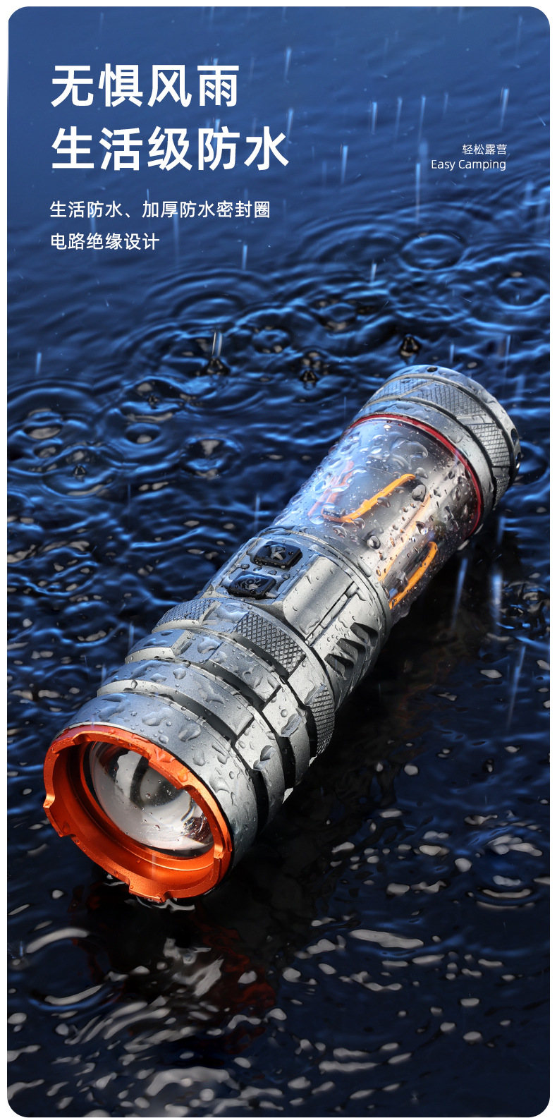 The new cross-border ultra-bright outdoor long-range white laser zoom with breathing function comes with a rechargeable flashlight for camping pic 18