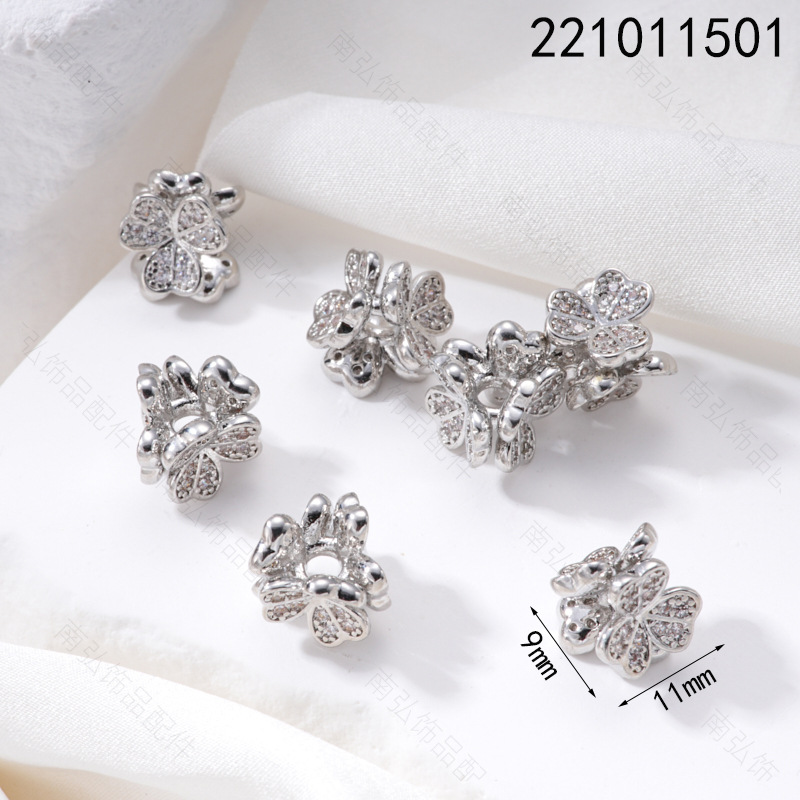 18k zircon beads, double-petal flower holders, DIY jewelry accessories, bracelets, sweater chains, copper accessories wholesale, tulips pic 4