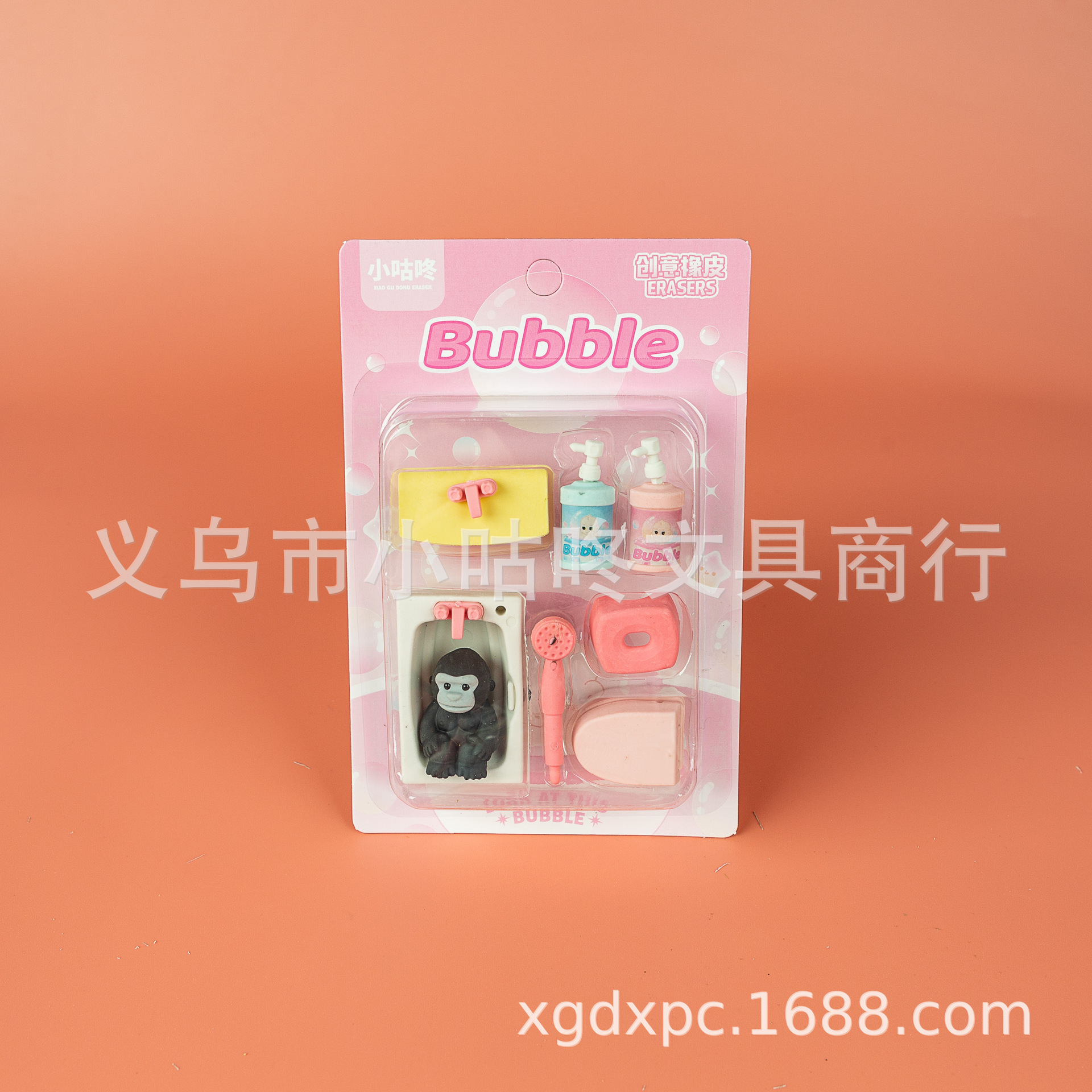 xgd-2408卡通浴室沐浴露洗发水泡澡桶小板凳花洒浴室系列套装橡皮详情21