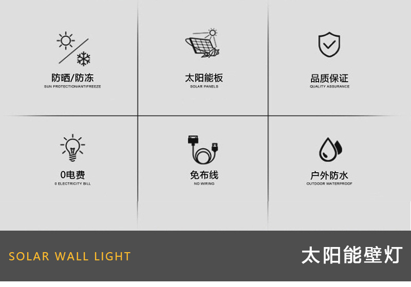 太阳能户外庭院灯家用壁灯装饰布置围墙洗墙上下发光氛围壁灯防雨详情2