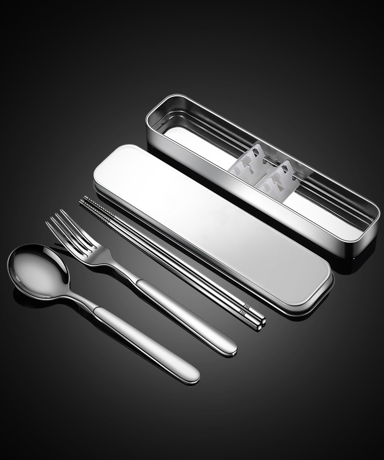 316不锈钢筷子勺子套装小学生儿童餐具盒收纳盒单人装便携式户外详情19