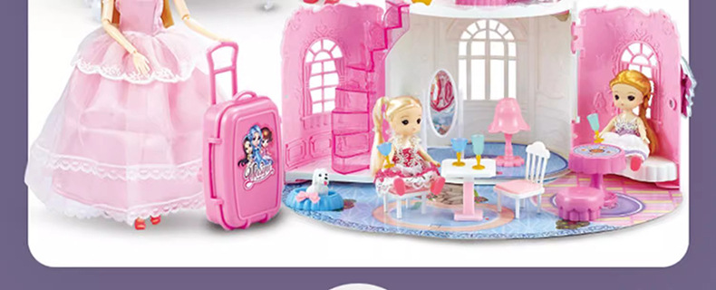 Princess dreamy luxury bedroom toy house Little girl playing house Simulation exquisite castle suitcase Girl toys pic 17