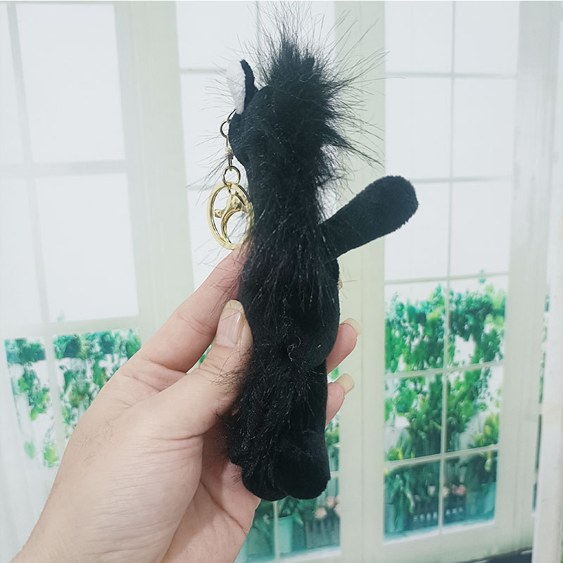爆款2026马年吉祥物高冷黑马钥匙扣挂件玩偶毛绒玩具情侣包包挂饰详情8