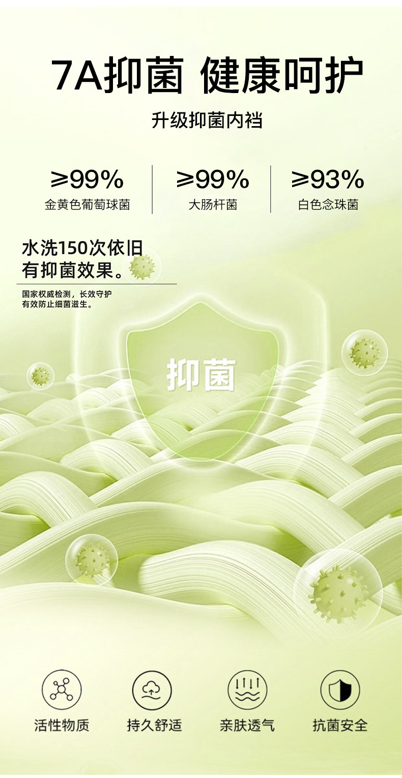 跨境新品瑜伽健身女士内裤桑蚕丝抗菌裆不夹臀少女生中腰夏季纯棉详情9