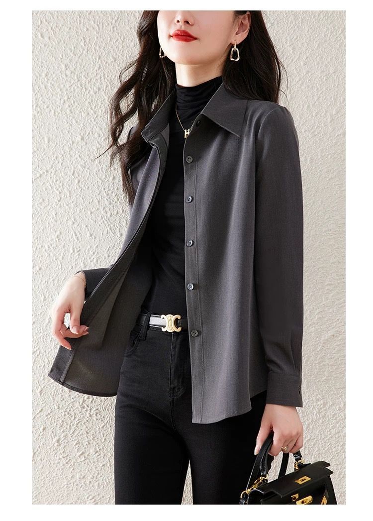 This is a new retro Hong Kong-style high-quality shirt with a thick long-sleeved design and a unique style for women in the autumn and winter of 2025 pic 11