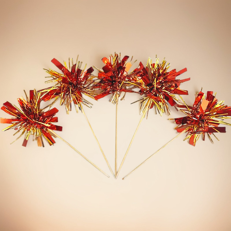 网红ins韩式炫彩雨丝插件流苏亮片插旗插牌生日蛋糕烘焙装饰摆件详情3