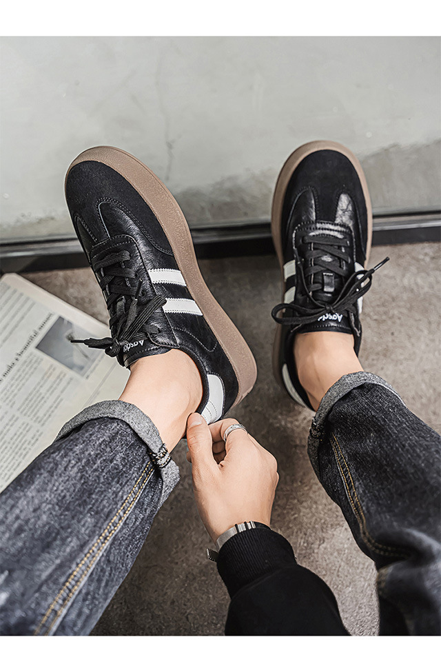 真皮德训鞋男2025新款复古男士休闲板鞋春夏透气厚底阿甘运动男鞋详情17