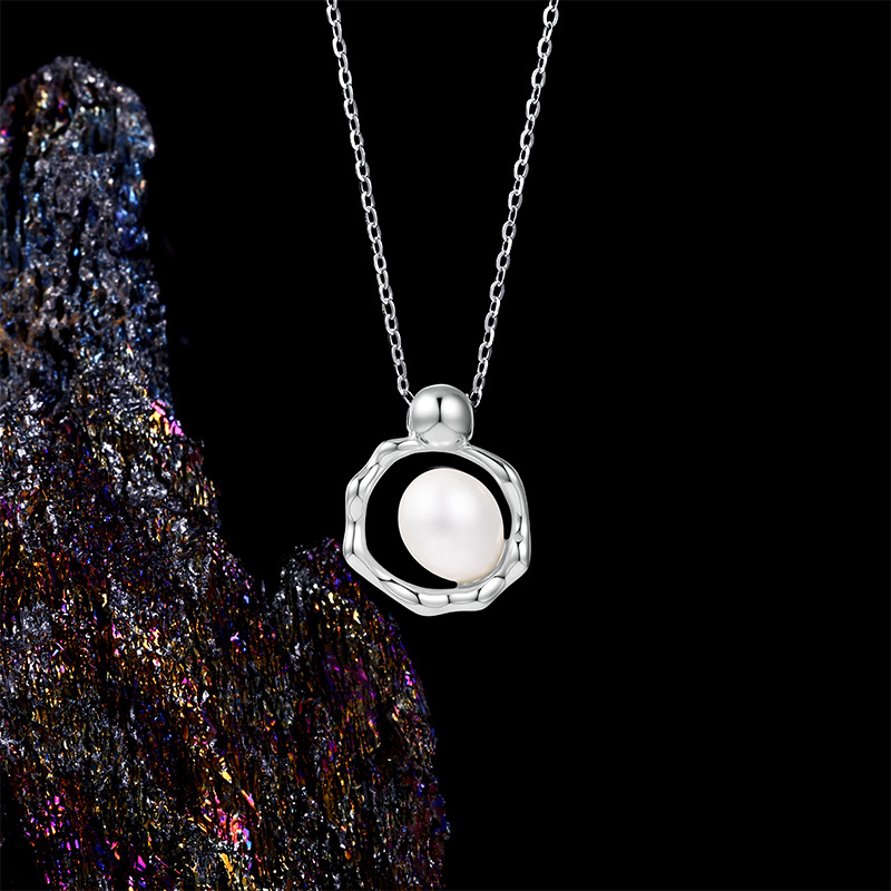 卓恒甄选天然淡水珍珠项链小众个性简约气质设计感纯银珍珠项链详情7