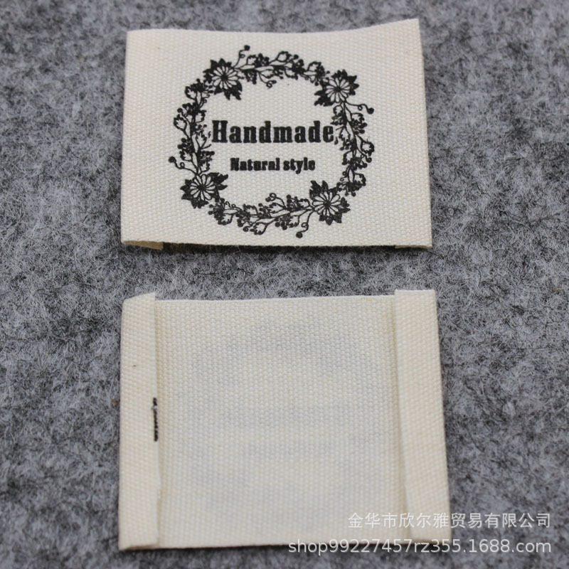 跨境handmade纯棉布标印标商标现货本白棉带手工品领标服装商标详情13