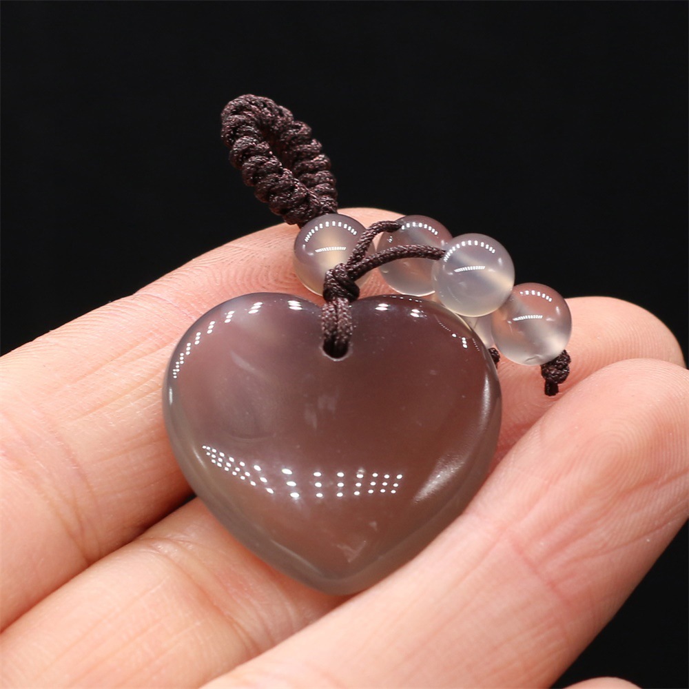 Natural stone heart-shaped semi-precious stone keychain DIY accessory heart-shaped keychain fashion dress accessory chain pic 32