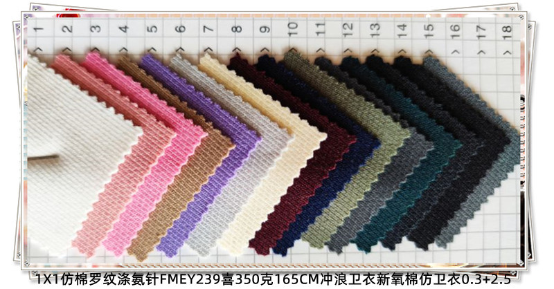 Polyester and ammonia ribbed fabric in stock: 1X1 ribbed, 2X2 textured, 5X2 ribbed, 4X3, 2X1, 8X5, 8X3, 8X4 elastic stripes pic 66