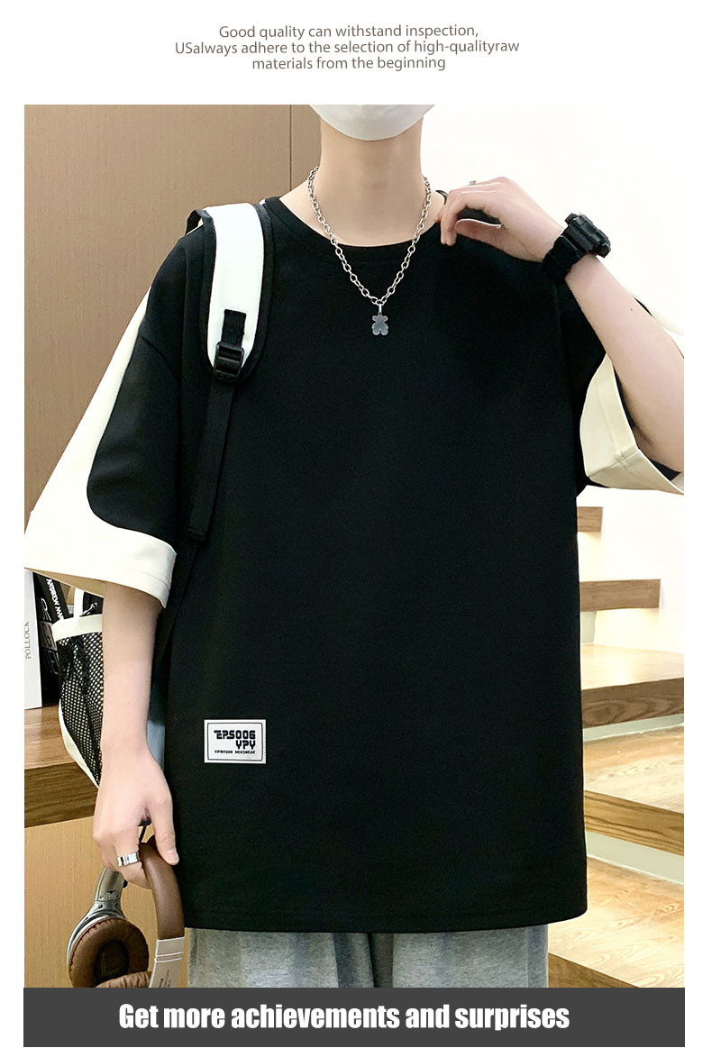 A large-sized short-sleeved T-shirt for men, a new summer 2024 half-sleeved base layer, is a trendy outfit for men on Instagram pic 22