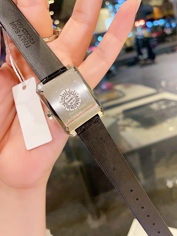 跨境中古小香风腕表两针方形女表编织绳表带黑金方糖手表女陶瓷女详情7