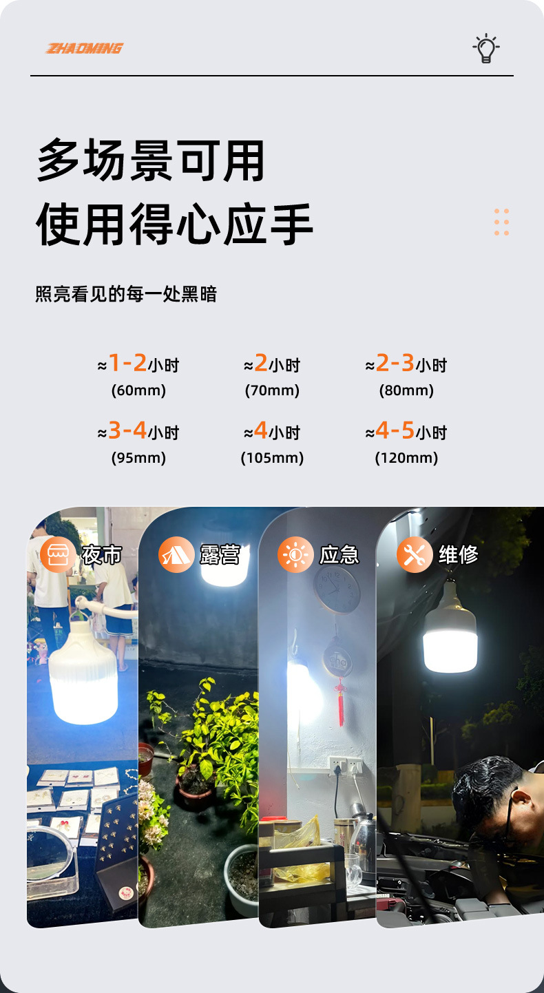 led emergency bulbs, led street stall night market setting lights, outdoor camping charging wireless lighting, USB energy-saving lamps pic 7