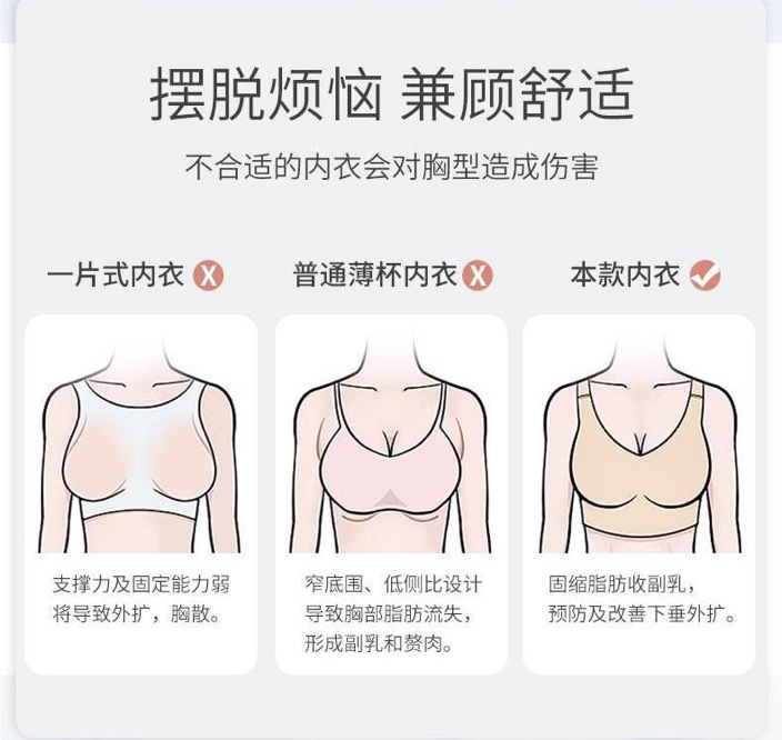 超薄兔耳朵无痕内衣女大胸显小软支撑无钢圈防下垂收副乳文胸罩夏详情2