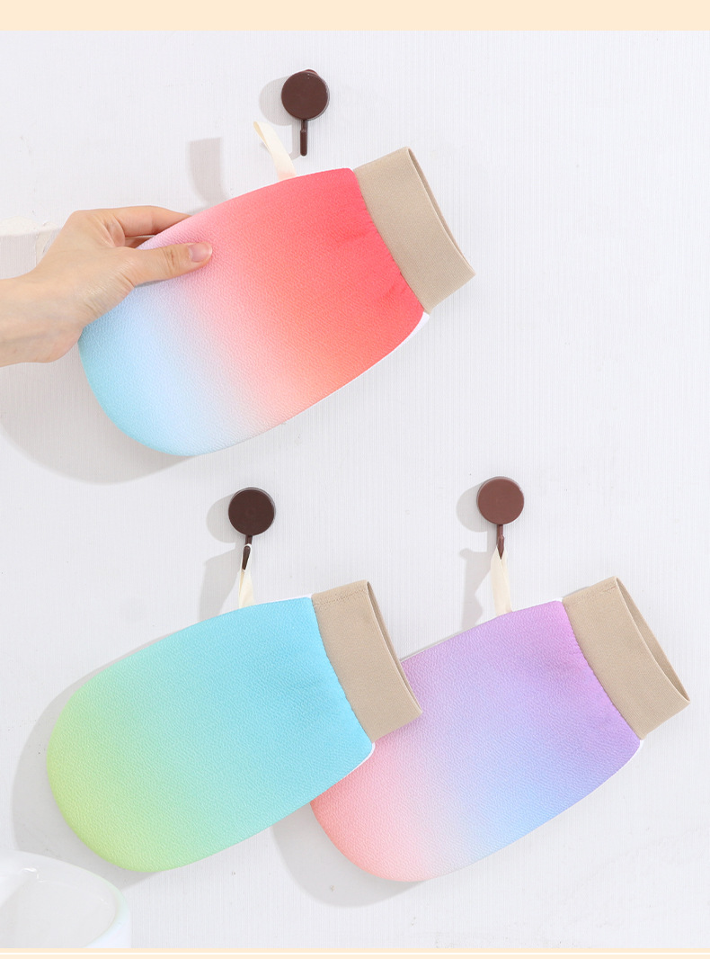 新款彩虹渐变搓澡巾无痛下泥洗澡巾家用搓澡手套高颜值洗澡搓澡巾详情12