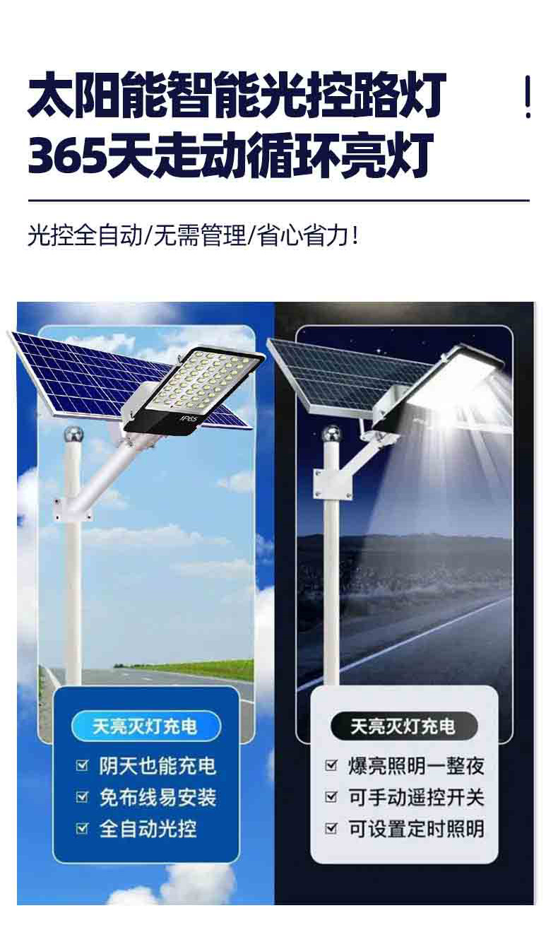 太阳能路灯头户外防水新农村超亮透镜道路照明灯家门口别墅庭院灯详情7
