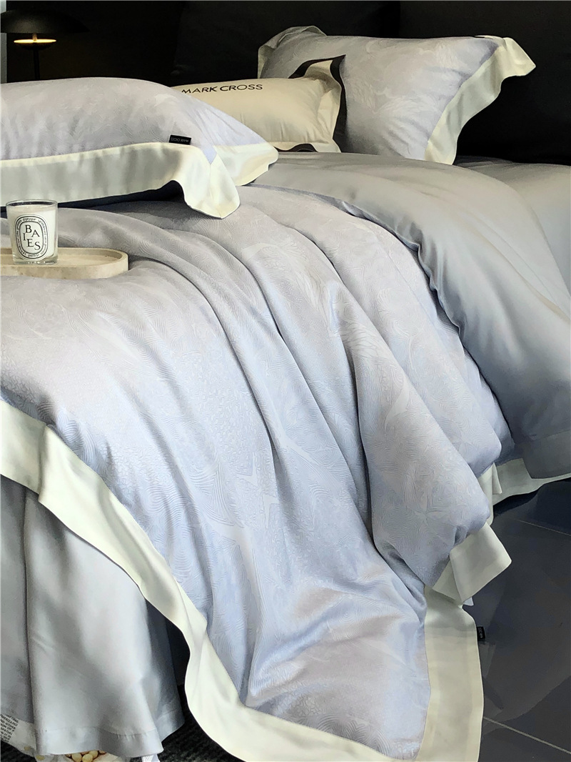 Cool ultra-fine denier Tencel summer light and cool condensation filament four-piece set, elegant printed sweat-absorbing nude bedding pic 66
